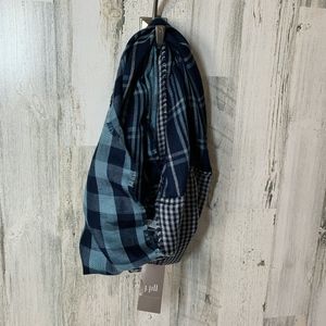 J.jill Infinity Scarf Blue plaid NWT